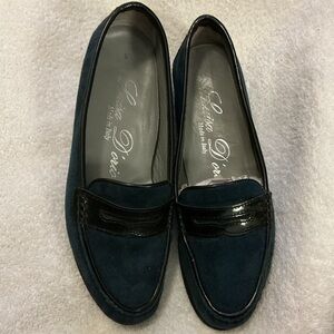 Navy & Suede Loafers with Patent Leather Accents